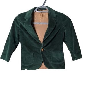 Michael James Boy's Vintage Dark Green Corduroy Blazer Elbow Patches Size 5